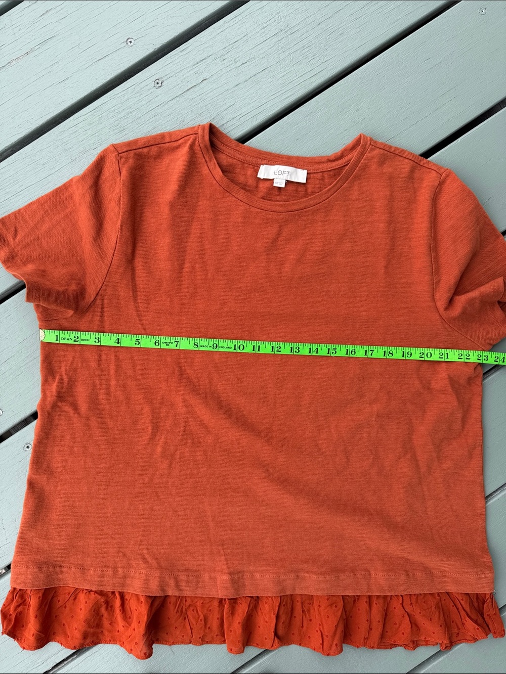 LOFT Orange Eyelet Hem Short Sleeve Top - Picture 6 of 7